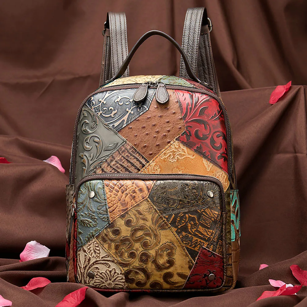 Новинка 2019 женский рюкзак из натуральной коровьей кожи в национальном стиле