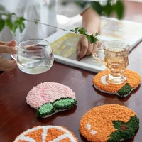 handmade diy punch needle embroidery kit creative fruit shaped tablemat material package yarn for beginners handmade home decor