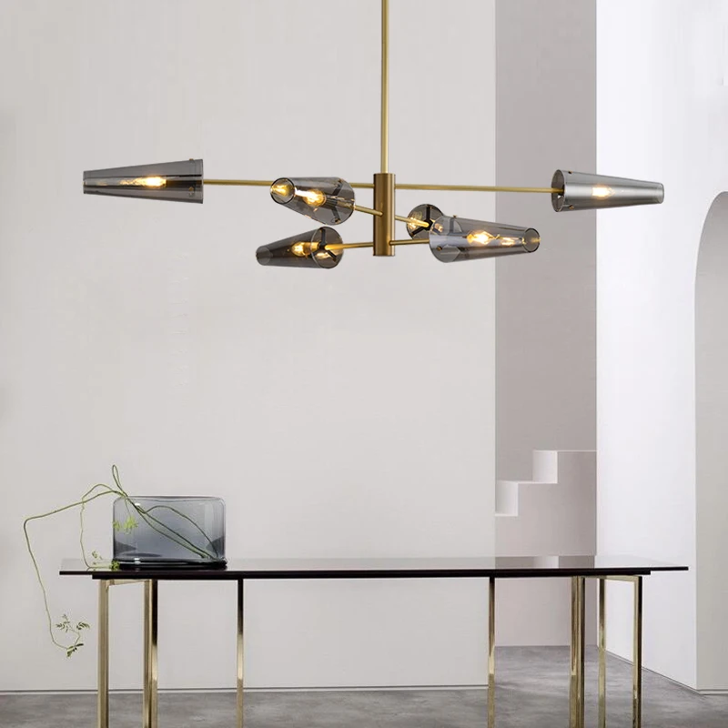 

Smoky Glass Loft Chandelier E14 Gold Metal Living Room Restaurant Hanglamp 110-260V Luminaire Suspension Nordic Lamp