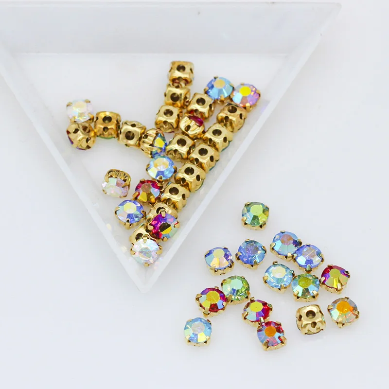 Лоты 3/4/5/6 мм блестящие AB Хрустальные Стразы для шитья Кристалл одежды платья