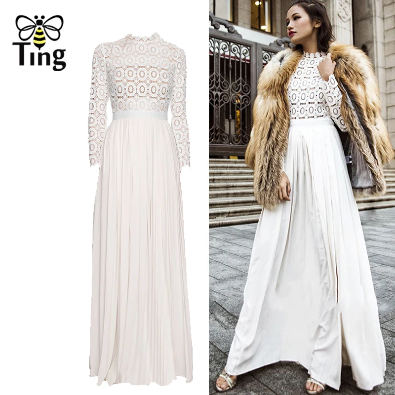 Белое вечерние нее платье макси Tingfly в винтажном стиле элегантное кружевное