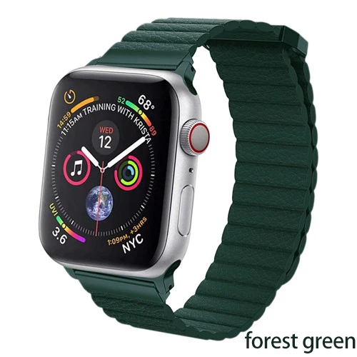 Кожаный ремешок для apple watch, ремешок для apple watch 5, 4, 40 мм, 44 мм, correa iWatch 42 мм, 38 мм, браслет, Аксессуары для наручных часов - Цвет ремешка: Forest Green