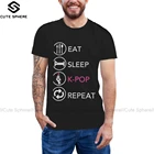 Футболка K-Pop, футболка с надписью Eat Sleep Kpop, Мужская футболка с коротким рукавом, Пляжная футболка 4xl, графический стиль