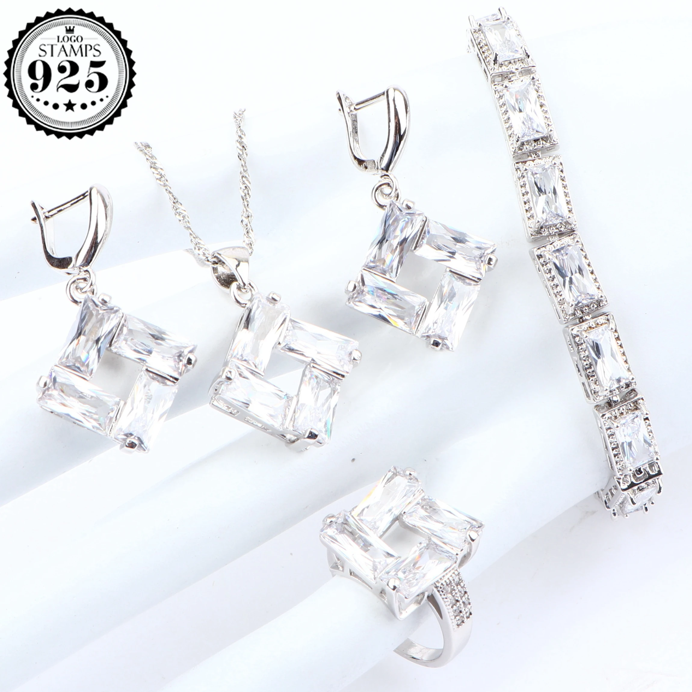 Женские свадебные ювелирные наборы из стерлингового серебра 925 пробы с белым