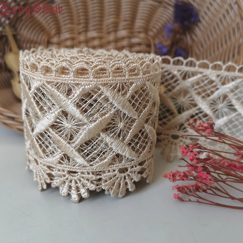 DIY 3Yards Coffee Red Colour Creative Flowers Embroidered Lace Trim Handmade Crafts Sewing Accessorise | Дом и сад