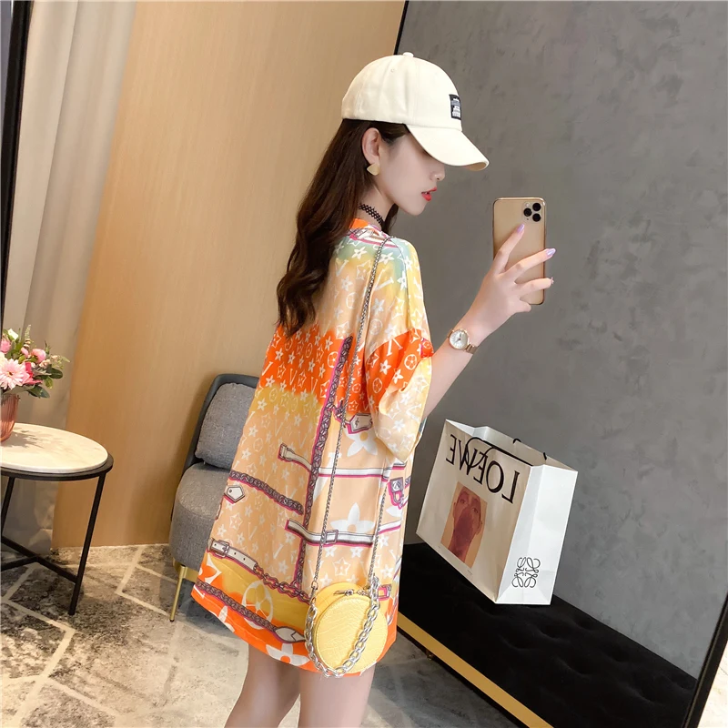 

Women's Cotton Short Sleeve T-shirt, Korean large T-shirt, printed with letters, wild, summer novelty