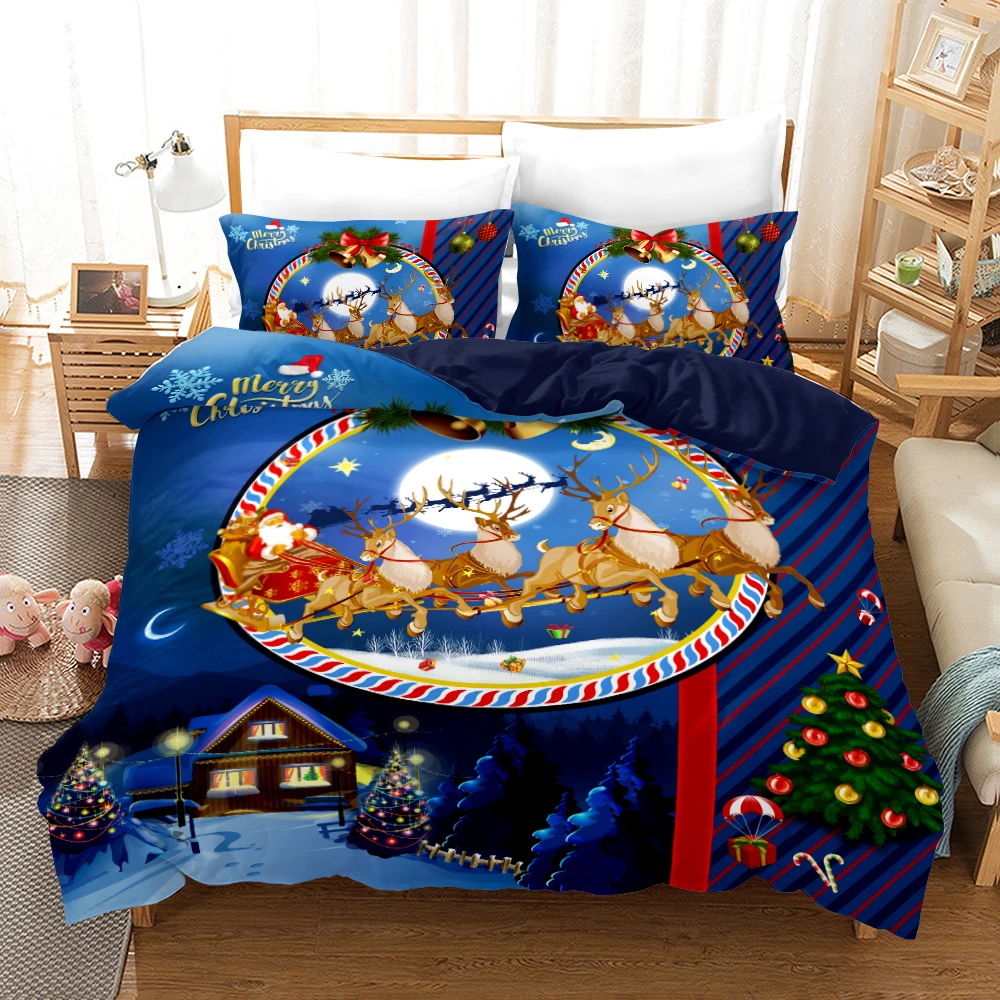 

2/3 штук Счастливого Рождества Постельное белье 3D принт на праздник Красного включает пододеяльник простынь набор для детей взрослых кроват...