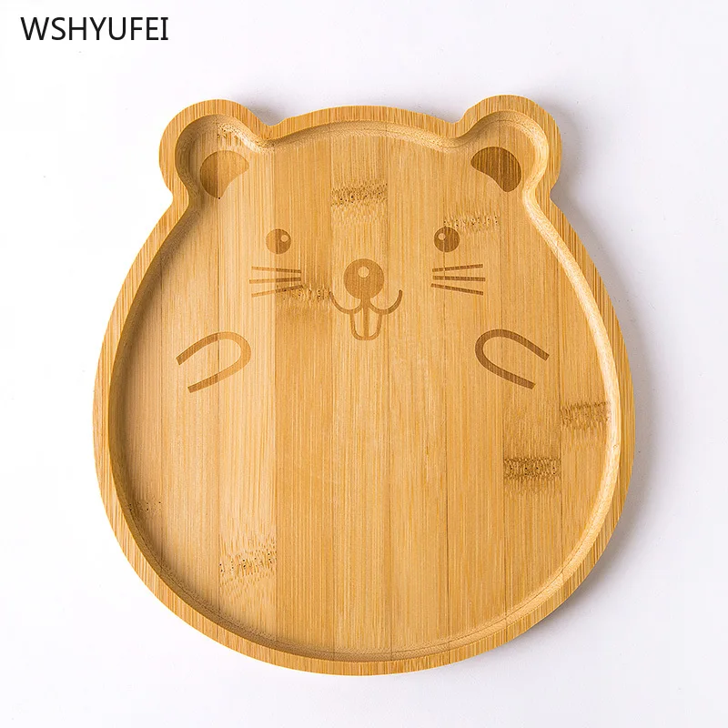 Деревянная тарелка с милыми животными медведем тигр обезьяна змея Детская