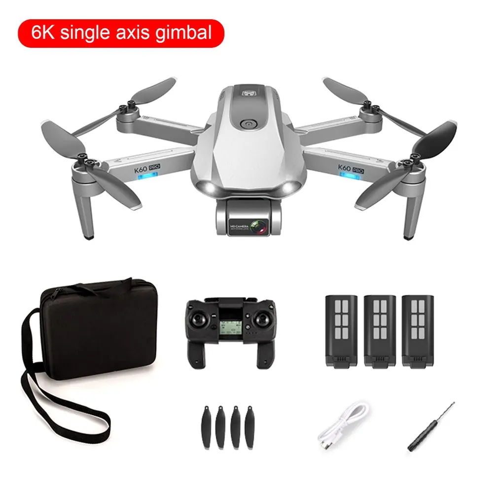 

Квадрокоптер K60 Pro с GPS и камерой, 6K, высокая четкость, двухосевой карданный подвес, бесщеточный Профессиональный радиоуправляемый Дрон, фото...