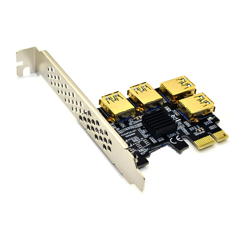 

Новый USB 3,0 PCI Express 1x к 16x Riser карта адаптера для BTC Майнер биткоинов горно-PCIE 1 до 4 слот PCIe Порты и разъёмы мультипликатор карта