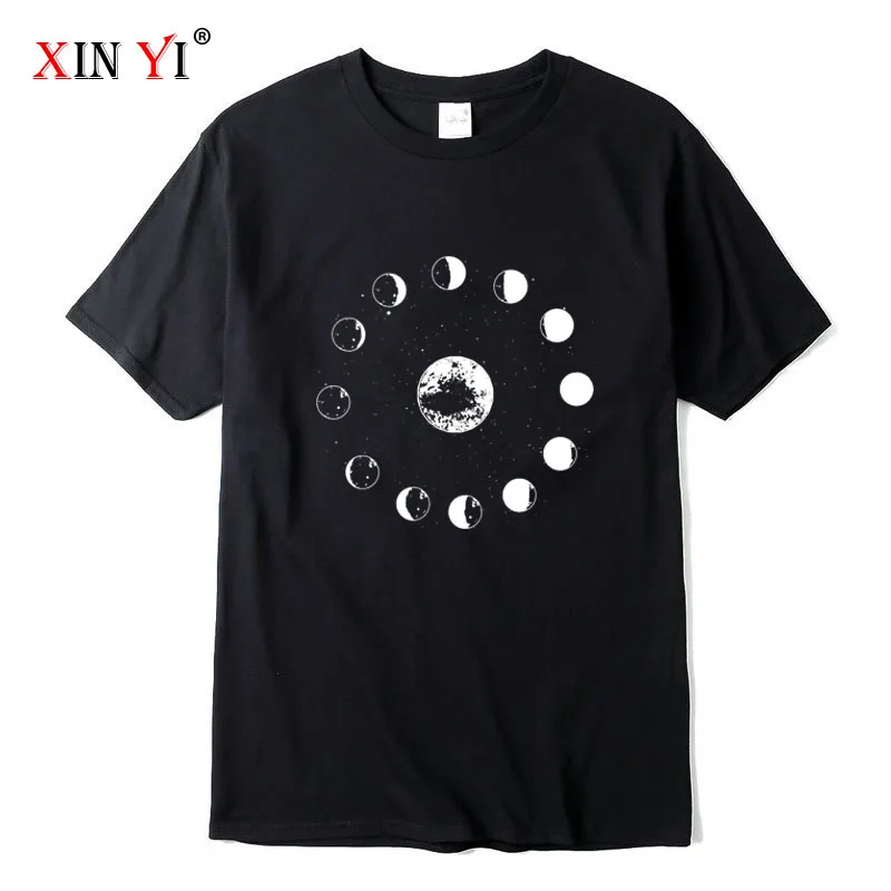 

XIN YI Men's High Quality 100% cotton Lunar conversion print t shirt loose o-neck men tshirt short sleeve t-shirt male tee tops