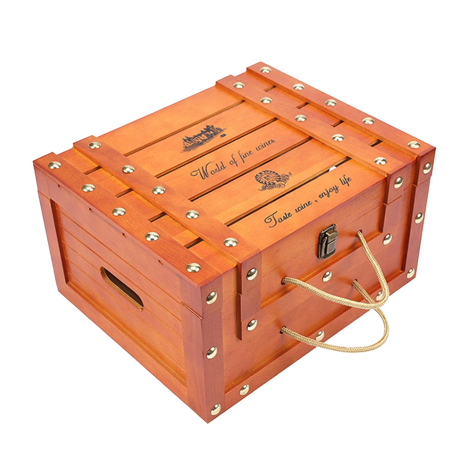 

Vintage Red Wine Box Storage Gift Champagne Wine Carrier For 6 Bottles Craft