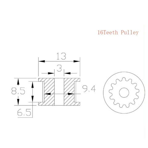 Шкив GT2 T-Trees 16/20 зубьев