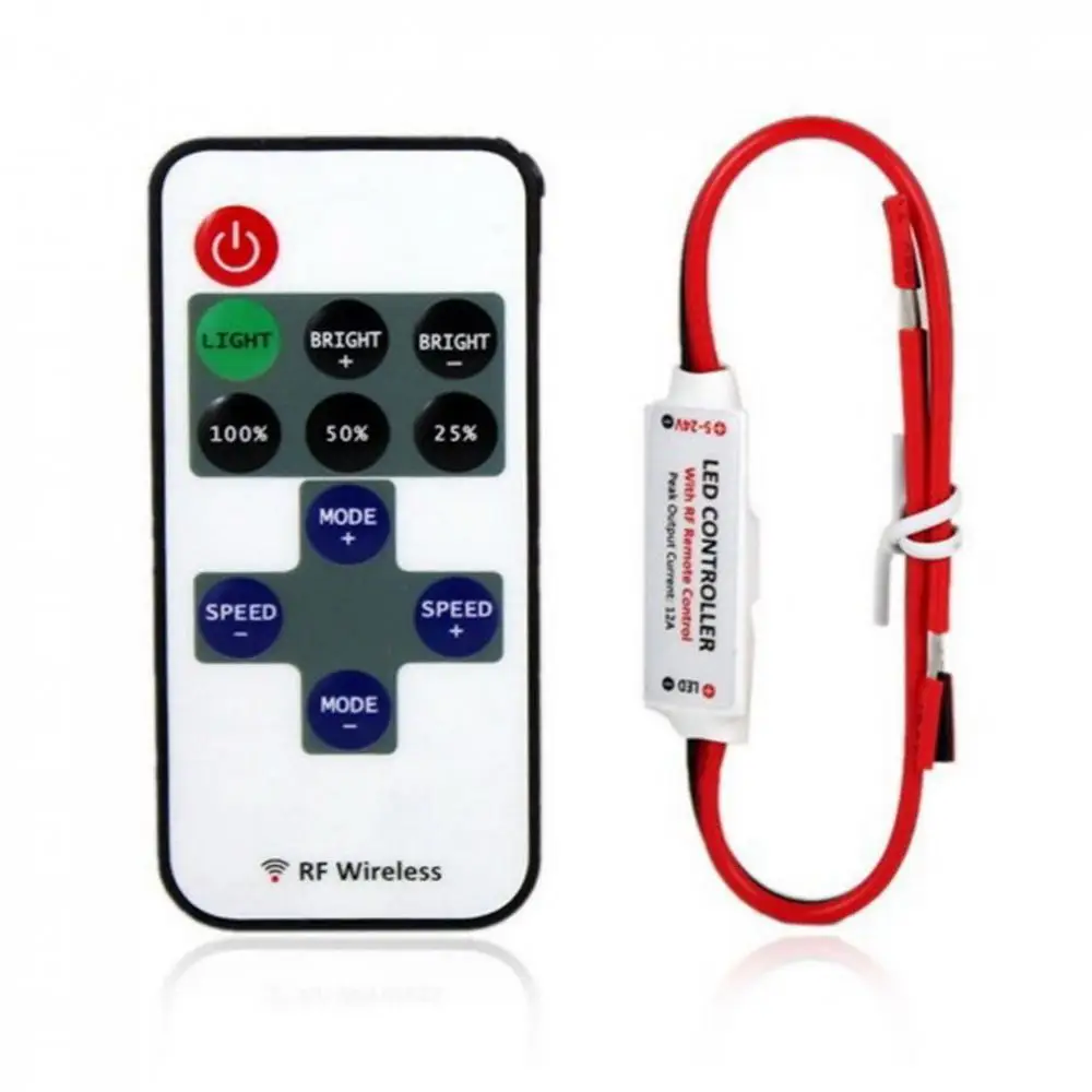 

Wireless Remote 12V Switch Controller Dimmer Mini LED Strip Light Control