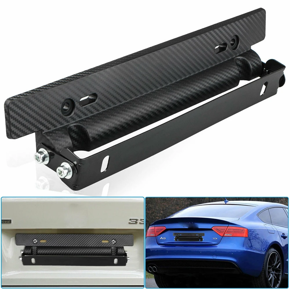 

Universal 1 Pcs Racing Carbon Fiber Adjustable Number Auto Car License Plate Frame Holder Mount Bracket Car-styling