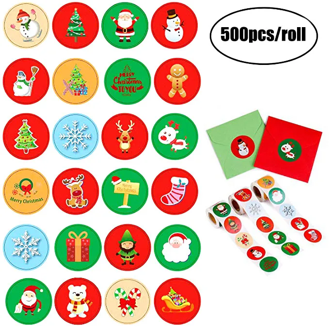 

Christmas sticker for party decoration winter wonderland decorations gift wedding decoration 500pcs roll sticker seal lables