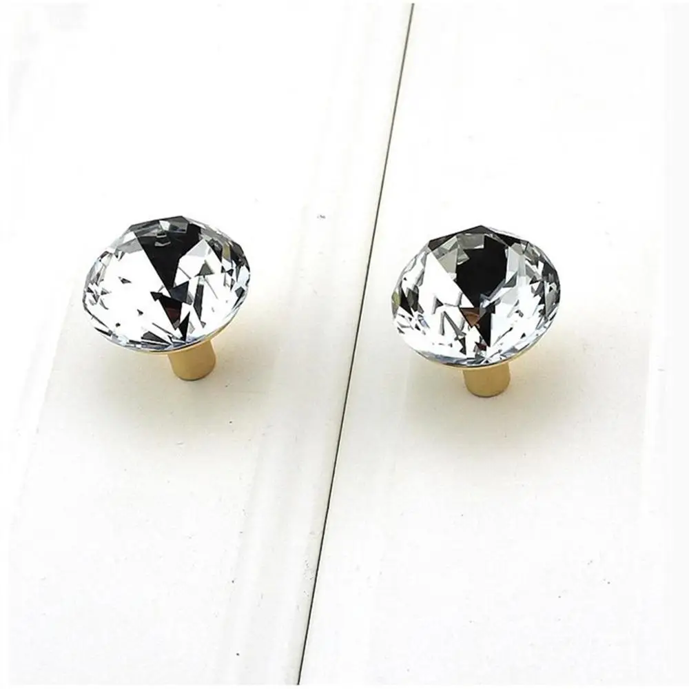 Стеклянная Ручка комода хрустальные ручки ящика ручка золотой прозрачный горный