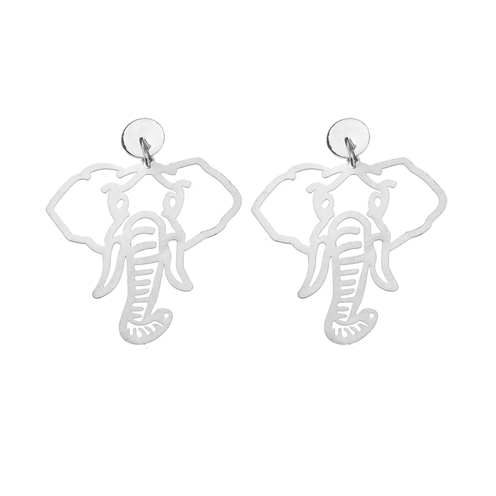 B Elephant Silver Sindlan, забавные висячие серьги в виде слона, ананаса, Преувеличенные массивные серьги в виде животных, корейские ювелирные изделия, серьги для женщин - Окраска металла: B Elephant Silver