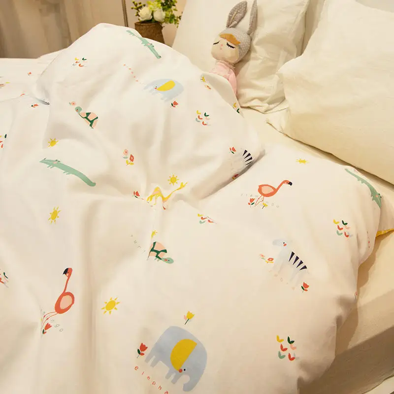 Пододеяльник для детей однотонное покрывало с рисунком фламинго пододеяльник