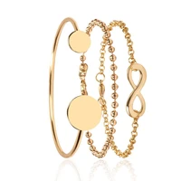 trendy multilayer geometry round bracelet alloy bracelet on hand women bracelet accessories fashion jewellery the best gift