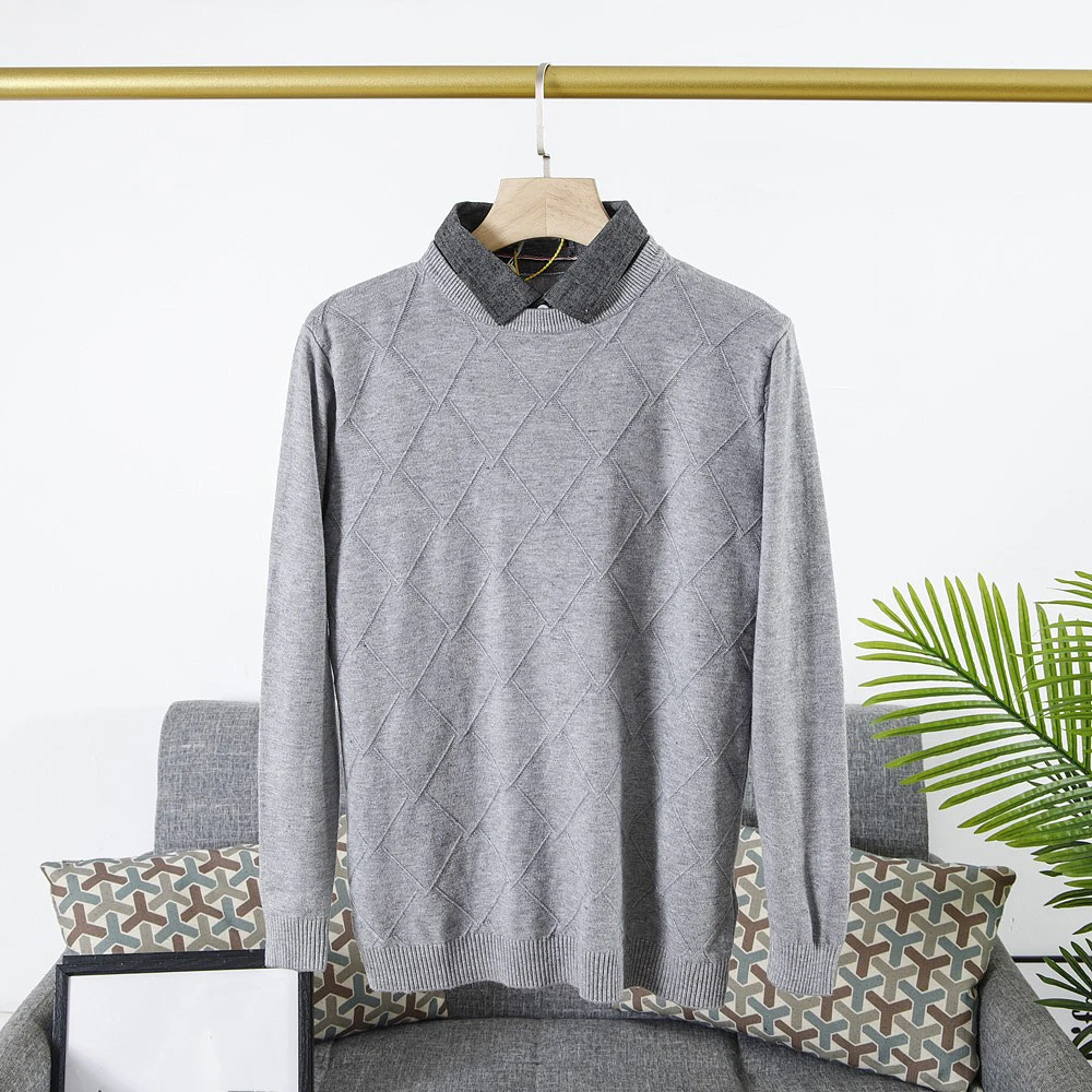 Новинка Осень-зима 2021 мужской клетчатый кардиган из двух частей с ромбовидным