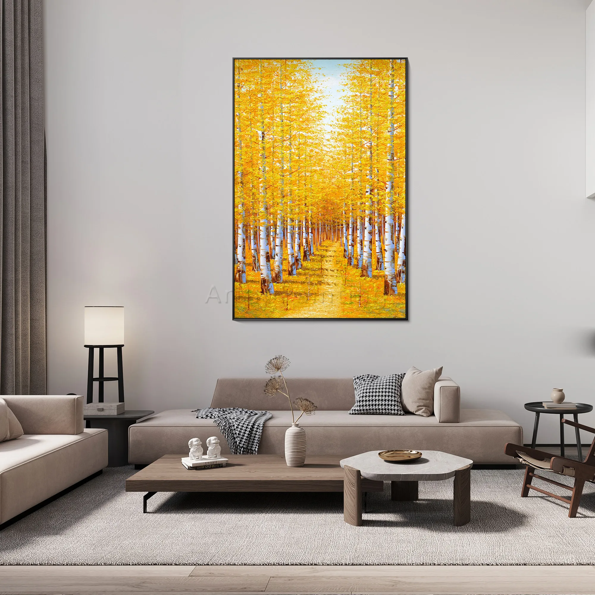 

Large abstract Hand painted Landscape woods Wall art acrylic texture canvas oil painting Picture for living room home decor