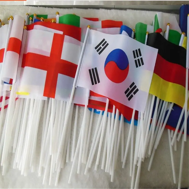 Hand Flags of the country world With Poles Word Cup 32 Countries Small bandeira Team banderas for Football Club soccer Fans | Дом и сад