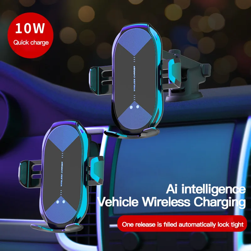 

10W Fast Wireless Charger Car Phone Charger Smart Induction Mobile Phone Holder Stand Fast Charge For iphone xiaomi huawei