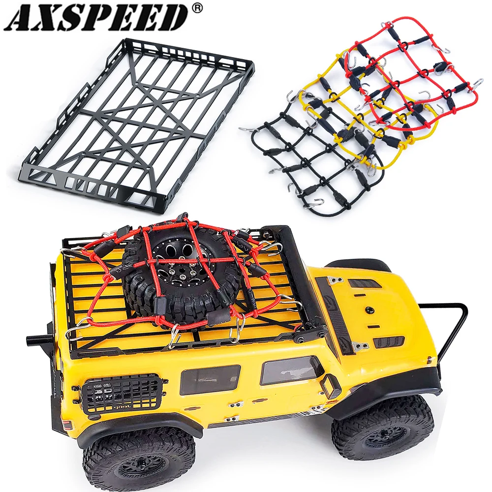 

Металлический багажник на крышу AXSPEED, багажник и комплект чемоданов для 1:24 Axial SCX24 AXI00002 RC Crawler Car, имитация украшений