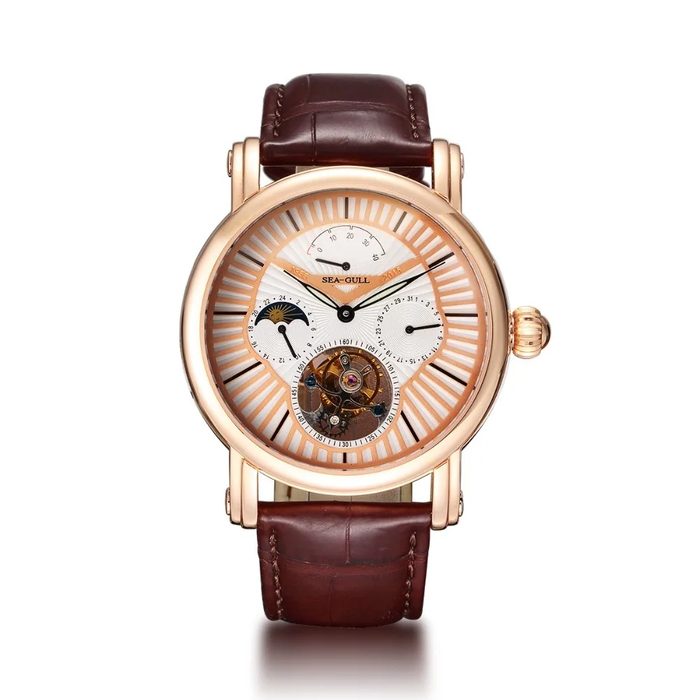 Механические часы Seagull Tourbillon, запас мощности, индикатор дня и ночи, ручные мужские часы 518,6806 с сертификационной бумагой