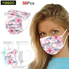 50 шт.лот цветочным узором одноразовая маска сварочная маска для лица 3 слоя аэродинамическим способом из расплава нетканые дышащая маска для лица для женщин