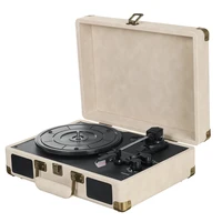 portable 334578 rpm vinyl turntable record player lp disc bluetooth usb leather gramophone phonograph antique retro