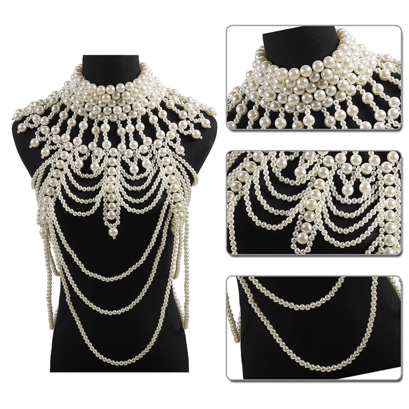 Ожерелье женское многослойное, с имитацией жемчуга и бисером, шаль с цепью от AliExpress RU&CIS NEW