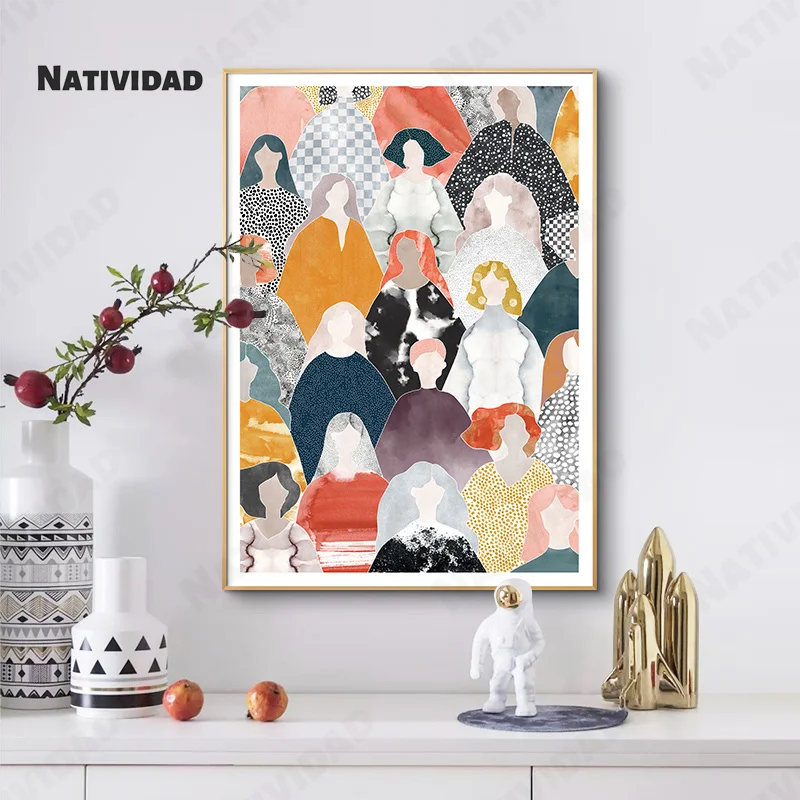 

Japanese Style Color Crowd Long Hair Girls Impressionism Abstract Painting Art Living Room Bedroom Decorative Painting Art