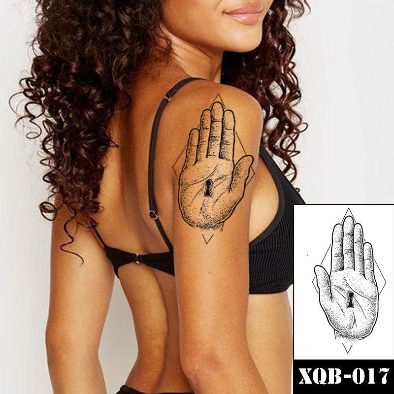 

Водонепроницаемый временная татуировка стикер черный ладонь линии дизайн поддельные татуировки флэш-тату руки и ноги для боди-арта для мужчин и женщин