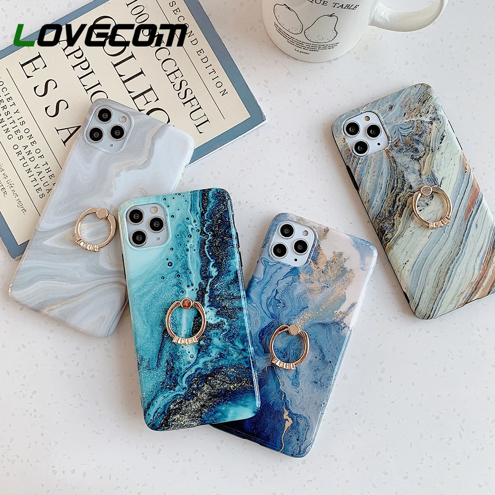 Чехол LOVECOM с кольцом на палец для iPhone 12 Mini 11 Pro Max XR XS 7 8 Plus мягкий чехол телефона