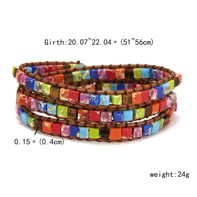 Модный кожаный браслет в этническом стиле несколько типов Императорский камень