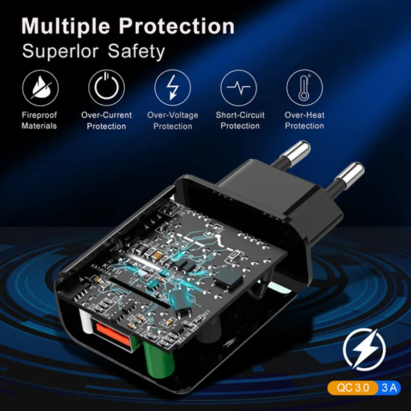 Зарядное устройство Alcatel для телефона Redmi 9 QC 3 0 1 в 5 В 7 USB Type-C кабель Micro Samsung Galaxy S3 S6