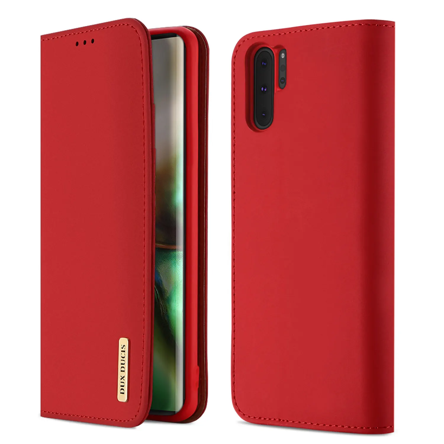 Чехол для samsung Galaxy Note 10 Plus, Роскошный кошелек из натуральной кожи, чехол для samsung Note 10 Plus 5G, бизнес Магнитный флип-чехол - Цвет: Красный