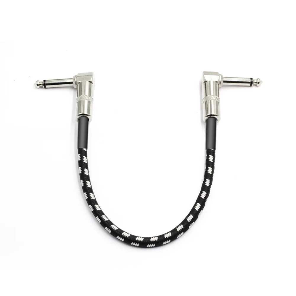 Кабель для электрогитары 6 35 Плетеный аудиокабель с двойным углом черно белый