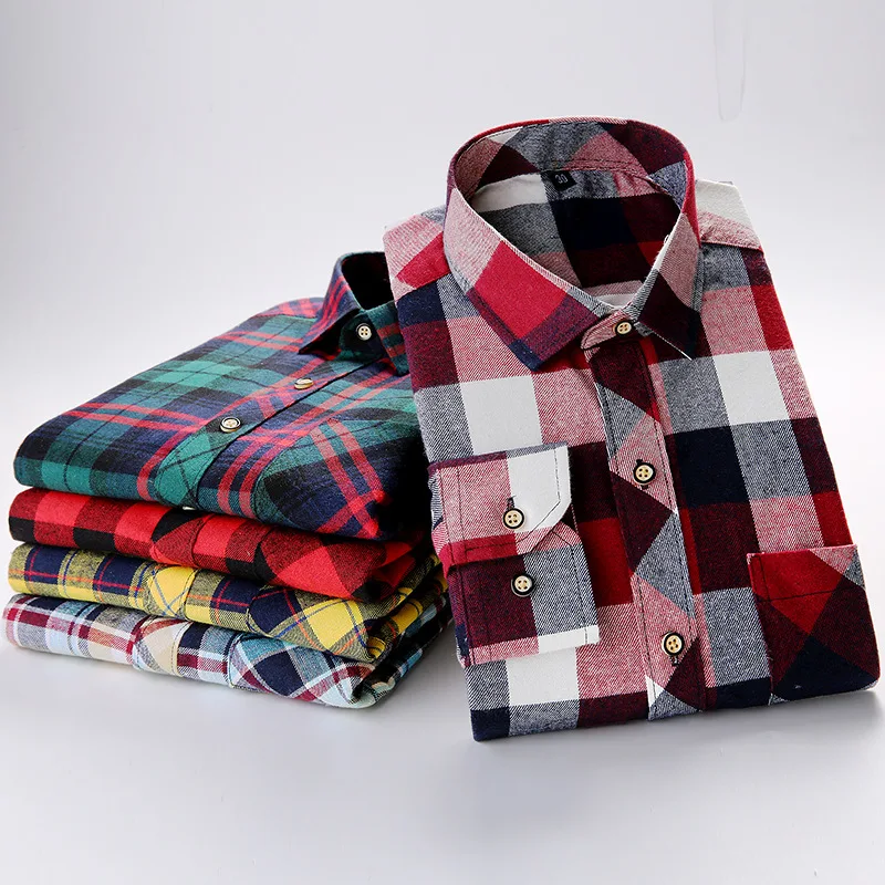 

Brand New Flannel Plaid Shirt Men Casual Long Sleeve High Cotton Fashion 2021 Male Shirt Chemise Homme Camisa Social Masculina