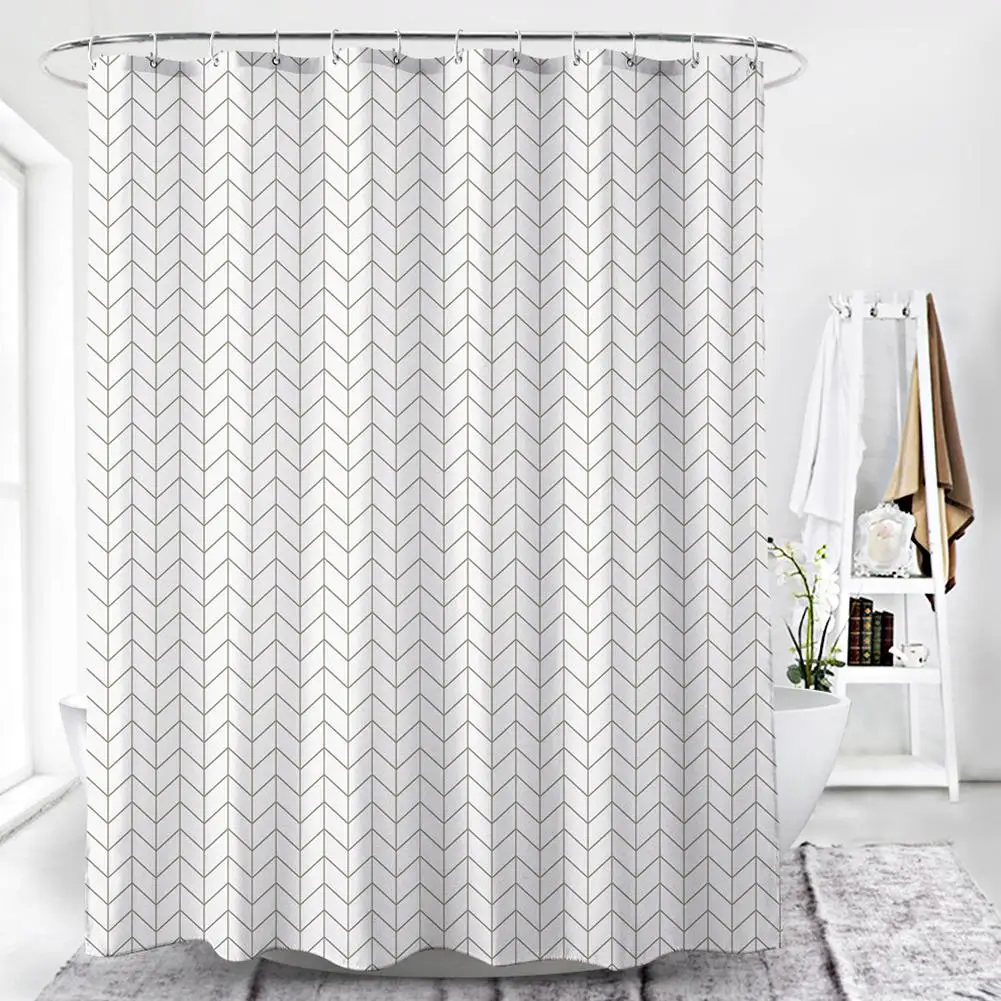 Shower Curtain Triangular Line Printing Waterproof Polyester for Home Bathroom | Дом и сад