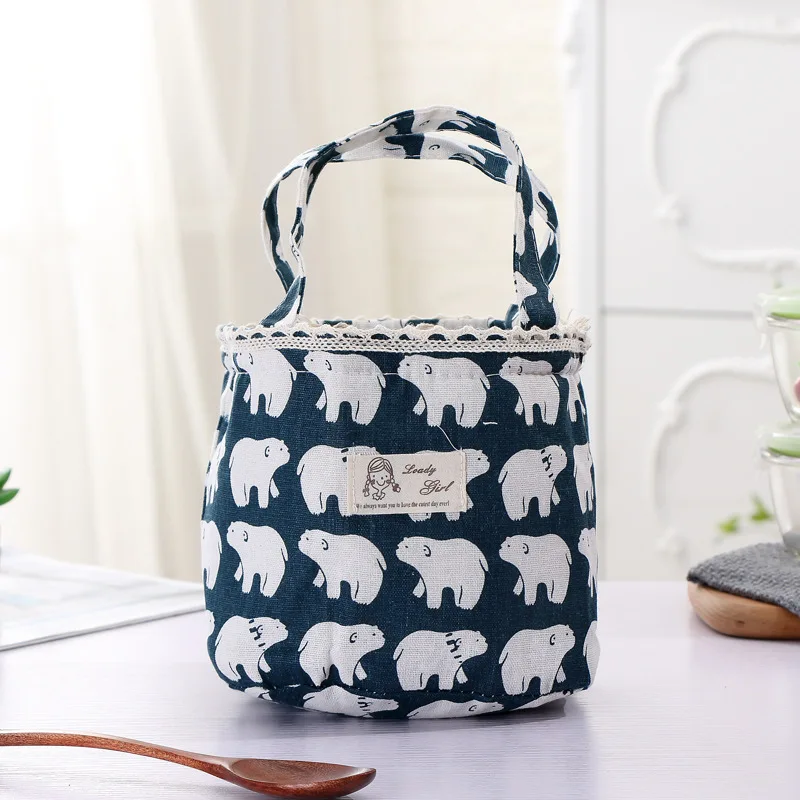 

Cotton And Hemp Lunch Box Bag Large Size With Lunch Bag Student Insulation Bag Portable Ice Bag Lunch Box Bag