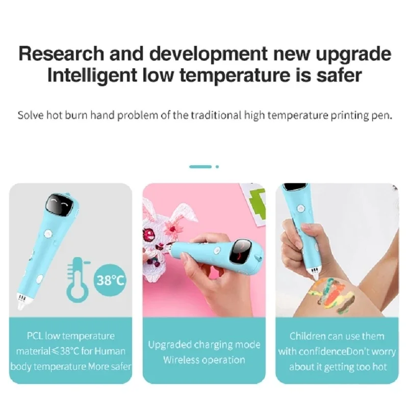 

3D Pen 3D Printer Pen Low temperature Drawing Pen Wireless 3D Pen Children Toys Multicolor 3D Printing Pen with Pcl filament