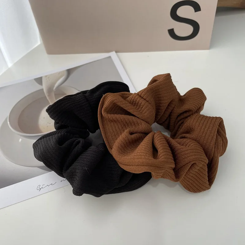 

High Elastic Hair Rope Knitting Fabric Scrunchies For Women Girls Solid Color Simple Hair Ties Holder Knitted Hair Accessories