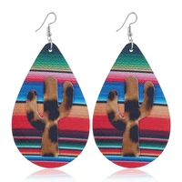 new pride glitter serape aactus printed wooden teardrop earrings exquisite natural wood rainbow earrings valentines day gifts