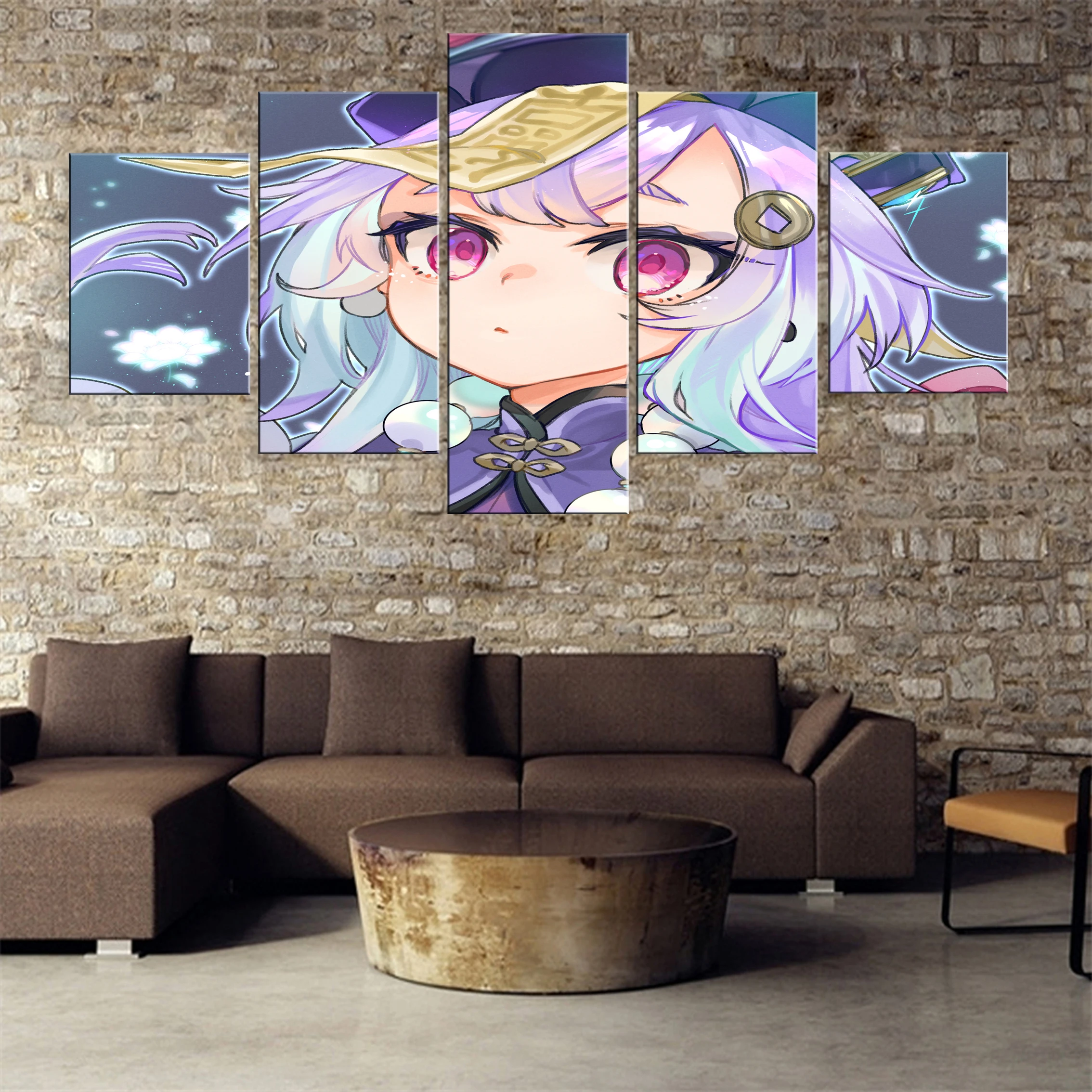 

Genshin Impact Game 5 Pieces Canvas Paintings Modern Oil Picture Wall Home Room Printed Framework Decoration Modular