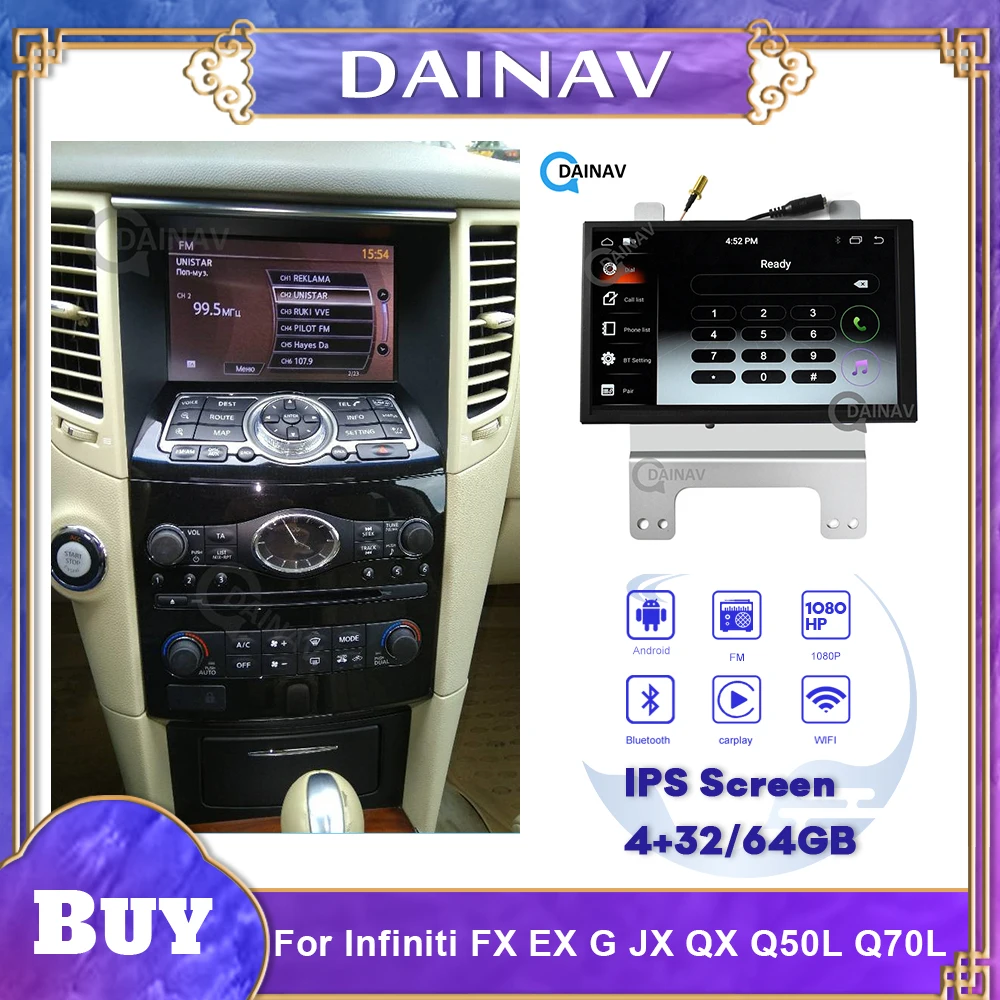 2 din Android автомобильный радиоприемник мультимедийный плеер для Infiniti FX37 2011