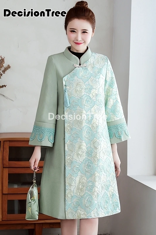 

2021 women qipao chinese traditional cheongsam jacket lady elegant satin clothing classic vintage tang suit women windbreaker