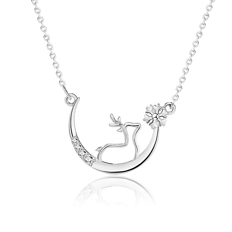 

S925 Sterling Silver Necklace Women's Moon Clavicle Chain Jewelry Pendant